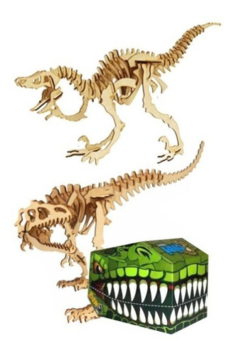 Combo Dinosaurios Tiranosaurio Rex + Velociraptor Puzzles 3d