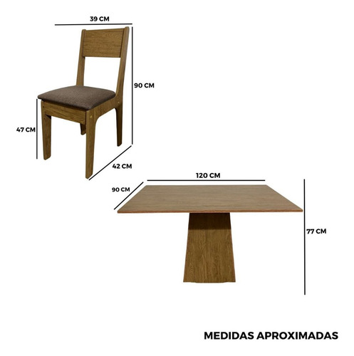 Conjunto Fixo Atenas 120x90 Com 4 Cadeiras Estofadas
