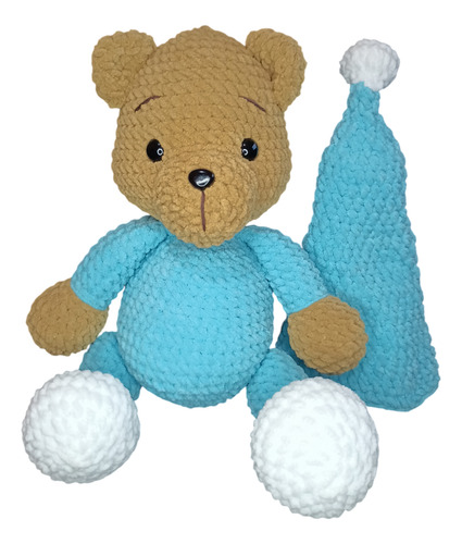 Osito Dormilón Amigurumi Con Piyama Hecho A Mano Super Suave