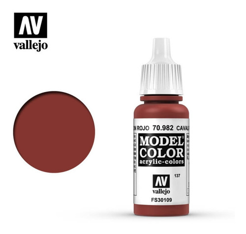 Imagen 2 de 5 de Vallejo Model Color Rojo Oscuro 70946 Mate Opaco Modelismo