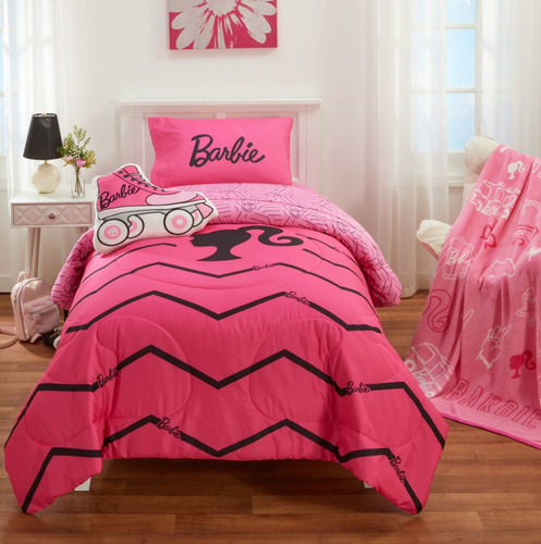 Edredon Barbie Rosa Individual / Matrimonial 2 Pzas *sk