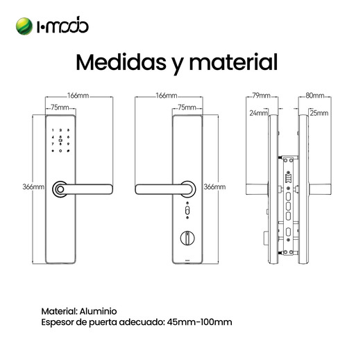 Cerradura Digital Imodo I-c13 Electrica Huella Contraseña