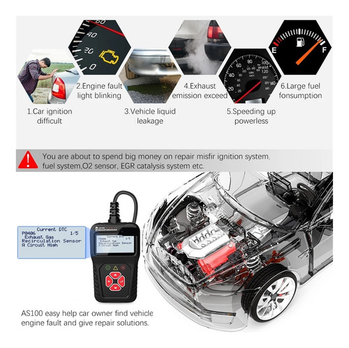 Lector De Códigos De Coche As100 Obd2 Escáner Obd2