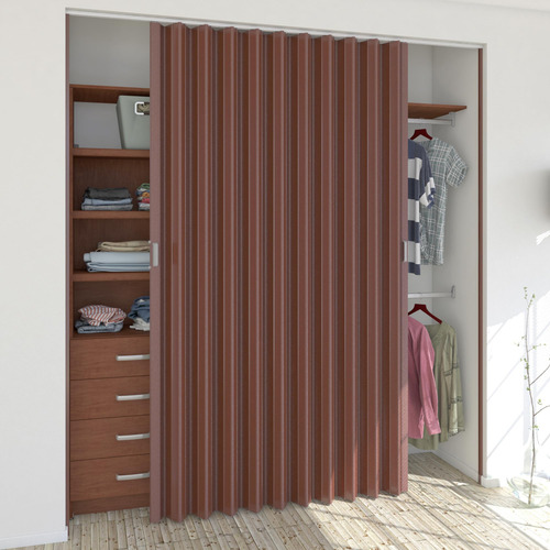 Puerta Plegable Corrediza De Pvc Muy Resistente Cerezo