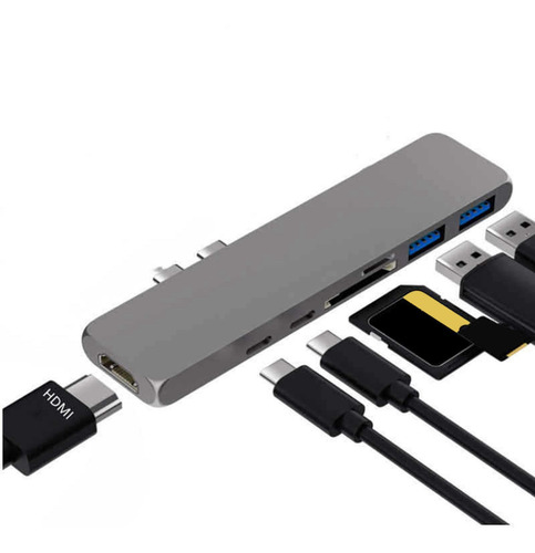 Imagen 12 de 12 de 7-en-2 Usb-c A Usb3.0 Hub Dual Type-c Multi-ports