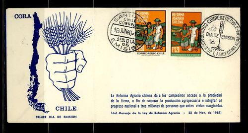 Sellos De Chile. Reforma Agraria Chilena. Año 1968.