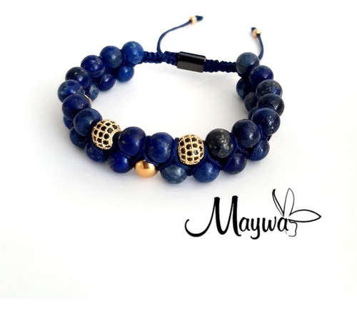 Pulsera Doble Tejida Brazalete Dije Elegante Caballero Maywa