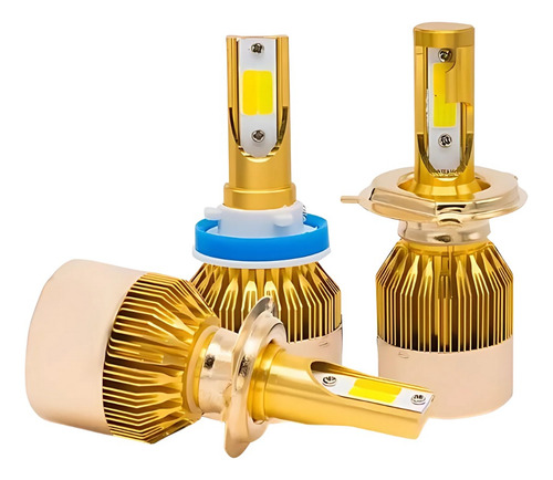 Foco Led Dorado Doble Color Para Motocicleta 9005 Dorado Amarillo / Blanco Frío