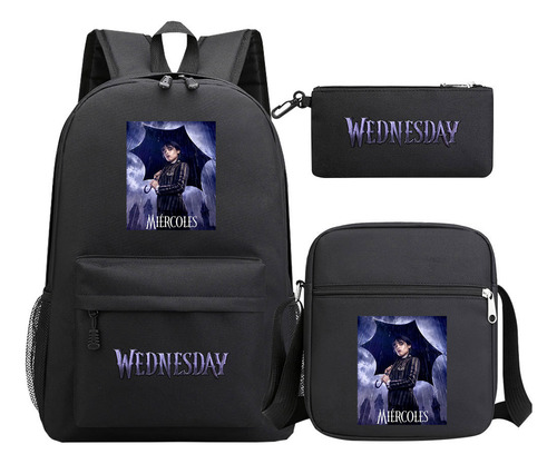 Set De Tres Piezas De 3 Mochilas Escolares Wednesday Adams P