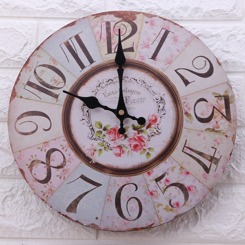 Reloj De Pared Estilo Vintage Francés De 12 Pulgadas Shabby