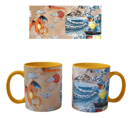 Mug Pocillo De Color Arte Pokémon  La Gran Ola Unico