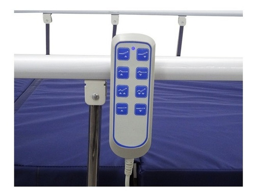 Cama Eléctrica Hospitalaria Super Low 3 Posiciones Color Blanco Con Azul
