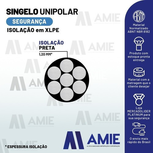 Fio Cabo Alumínio Singelo 16mm 01 Via Encapada C/ 180 Metros