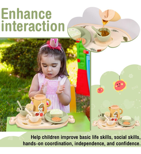 Juego De Té Para Niños, Juego De Té De Silicona Y Madera