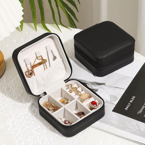 Caja De Almacenamiento De Joyas Portátil Coreana Pequeña Gri
