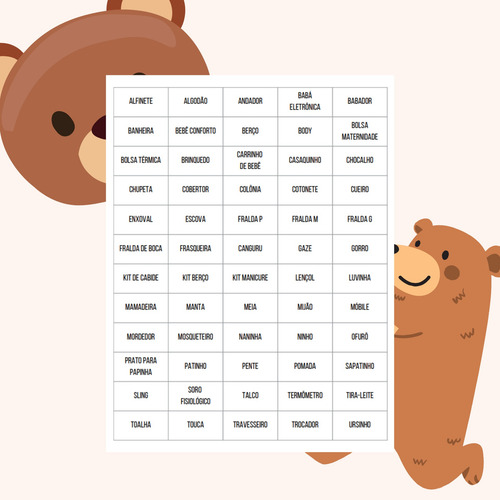 Kit Digital Bingo Do Bebê - 100 Cartelas - Chá De Revelação