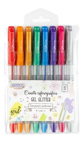 Bolígrafo de gel brillante con purpurina, 1 mm, 8 colores, color amarillo, color exterior blanco