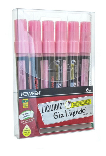 Newpen Giz Líquido 4,5mm Cor Rosa Quartz Pastel Caixa C/ 6un