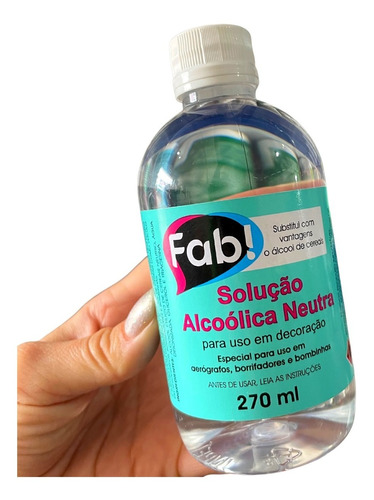 FAB Solução Alcoólica Neutra 270ml Para Confeitaria Pó Decoração