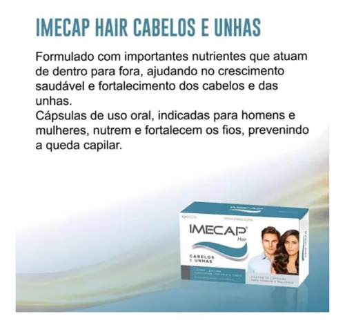 Suplemento Cabelos Unhas Imecap Hair C90 Farmoquímica