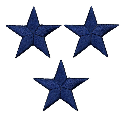 Juego 3 Parche Bordado Estrella  Insignia Azul Marino