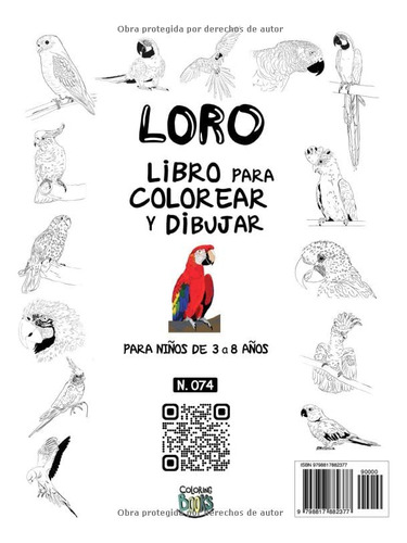 Loro - Libro Para Colorear Y Dibujar Para Ninos De 3 A 8 Ano