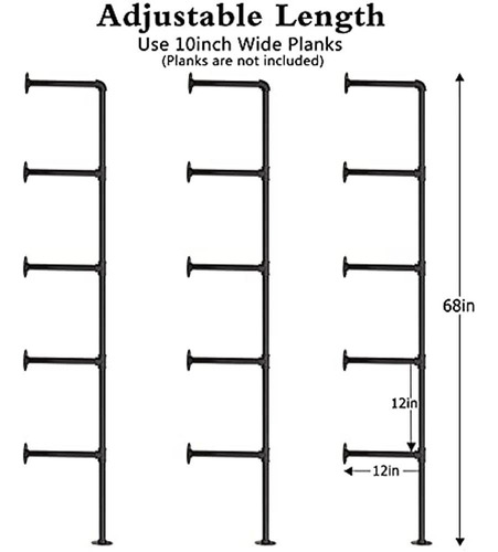 Pynsseu Industrial Iron Pipe Shelf Wall Mount, Farmhouse Diy