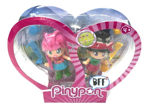 Pinypon 2 Figuras Mejores Amigas C/ Accesorios Original 5572 Pelo Rosa Y Morocha