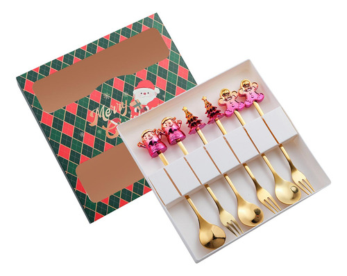 Cucharas Y Tenedores Con Personajes Caja Verde Morada