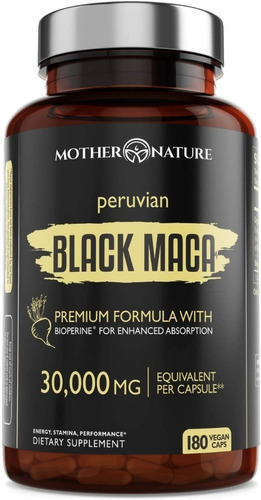 Maca Negra Organica 30.000 Mg Hombres Y Mujeres 180 Cap
