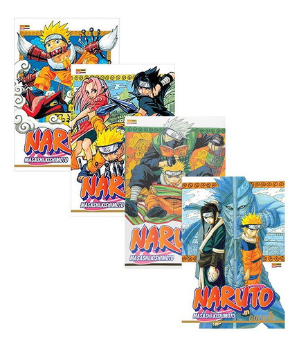 Kit Naruto Vol. 1 Ao 4, De Masashi Kishimoto., Vol. 4. Editorial Panini, Capa Mole Em Português