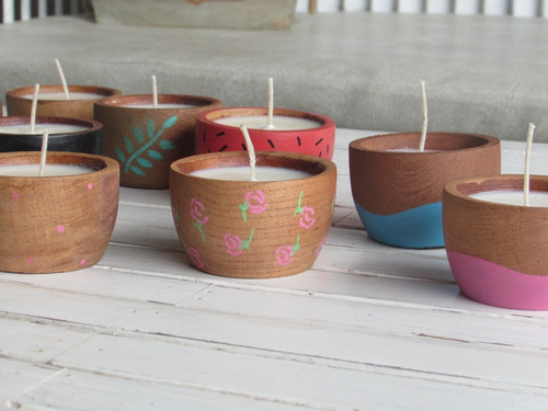 Set De Vela De Soja Aromática Con Tabla De Madera