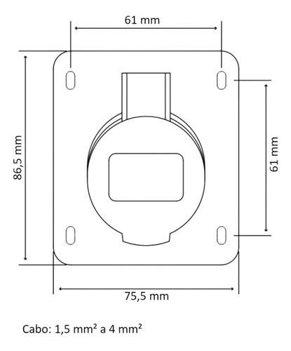Tomada De Embutir 2p+t 16a 220-250v 6h Industrial Tramontina Cor TOMADA EMBURTIR INDUSTRIAL