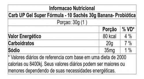 Carb Up Gel Super Fórmula - Banana 10 Sachês - Probiótica