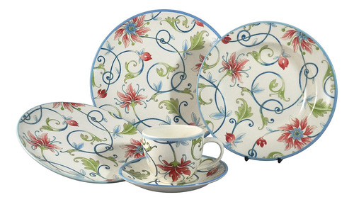 Set De Platos Comedor Porcelana Botánico 30 Piezas Royal Col