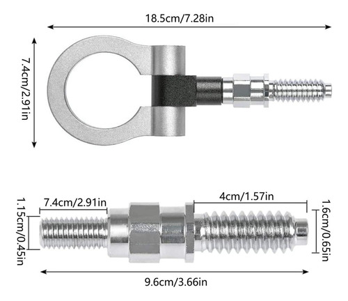 Gancho Remolque Tornillo Anillo Tuning Universal Plateado