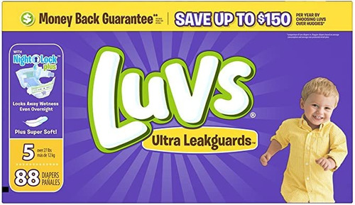 Luvs Ultra Leakguards Pañales Desechables Tamaño 5, 88 Count