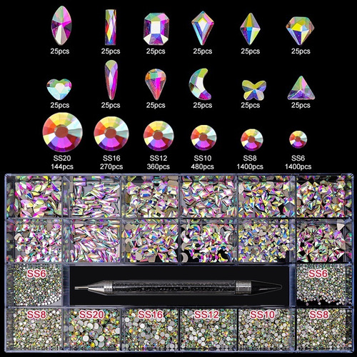 4400 Piezas Cristales Uñas Decoracions Kit Tornasol Nail Art