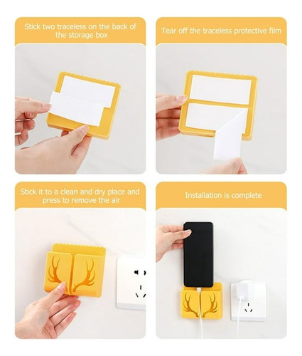 Base Soporte Fija Para Cargar Celular Mod. Cuernos Amarillo