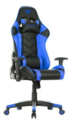 Cadeira de escritório Havit GC932 gamer ergonômica azul com estofado de couro sintético