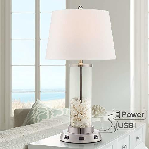 Lámpara De Mesa - Modern Table Lamp With Usb And Ac Power Ou