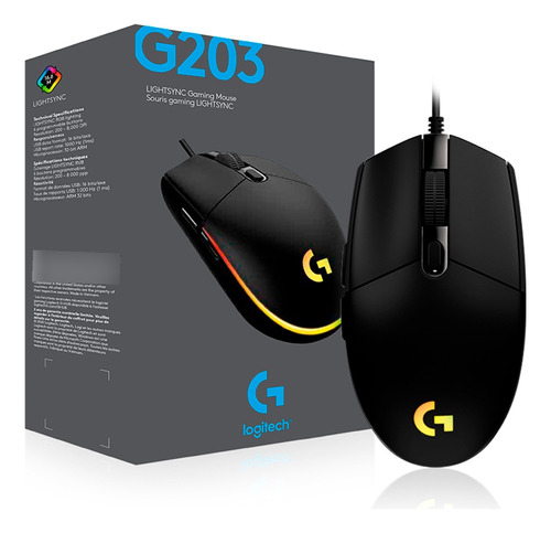 Mouse Gamer Logitech G203 Rgb Lighsync 6 Botones 8000 Dpi