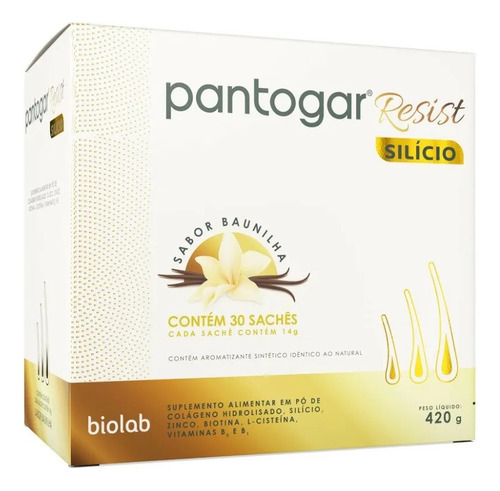 Pantogar Resist Silício Sabor Baunilha Com 30 Sachês