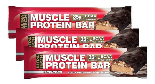 Barras Proteicas Muscle Bar Ultra Tech 100 G Caja X 12 Sabor Chocolate
