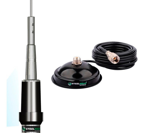 Antena Móvel Px 150cm 150w Radio Amador Ap0190 Suporte Magnético Super Forte Com Cabo 5,5 Metros  Ap2075