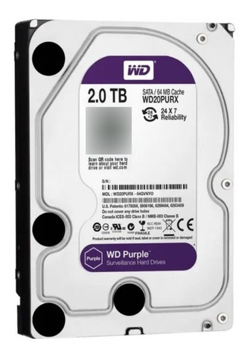 Disco duro interno Western Digital WD Purple WD20PURZ 2TB púrpura