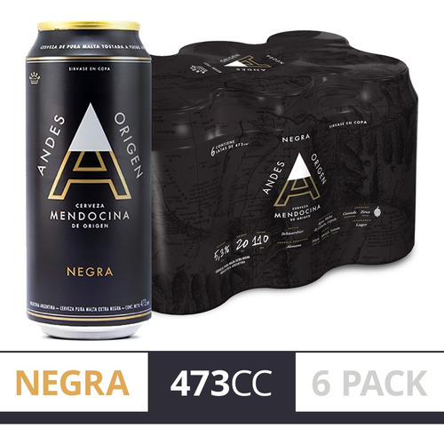 Cerveza Andes Origen Negra Lata 473 ml 6 Latas 6 Sixpack