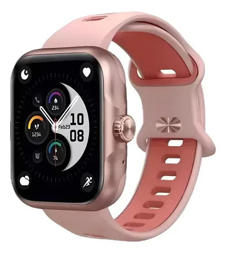 Relogio Smartwatch Action Gps Alexa Strava Prova D'água 3atm Caixa Rose Pulseira Preta