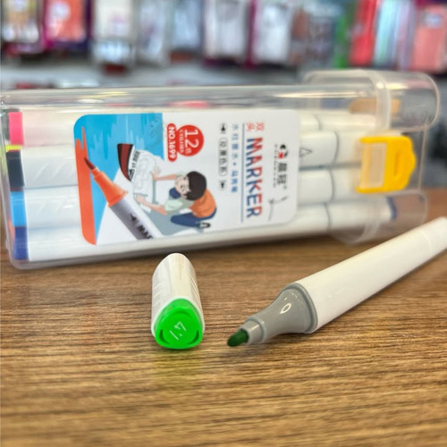 Marcadores Doble Punta Dibujo X12 Colores Con Estuche