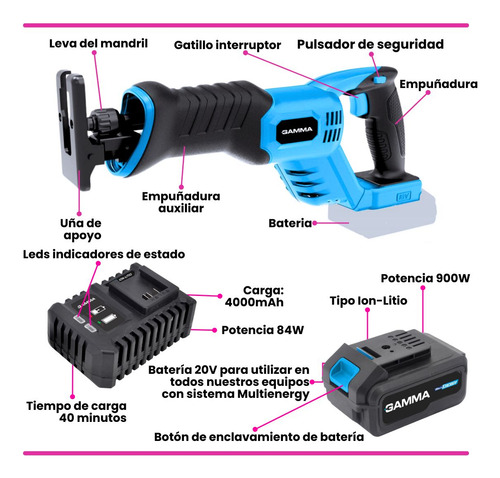 Sierra Sable Gamma Reciprocante 115 + Cargador Bateria 4mah.